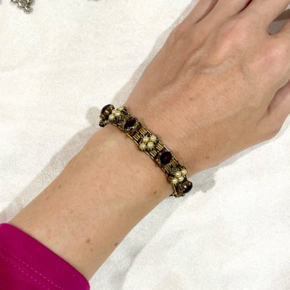 Vintage Rhinestone Crystal Necklace Bracelet Clip On Earrings Brooch Locket - Picture 8 of 13